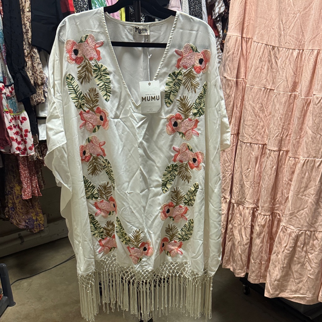 Show Me Your Mumu White Floral Fringe Coverup